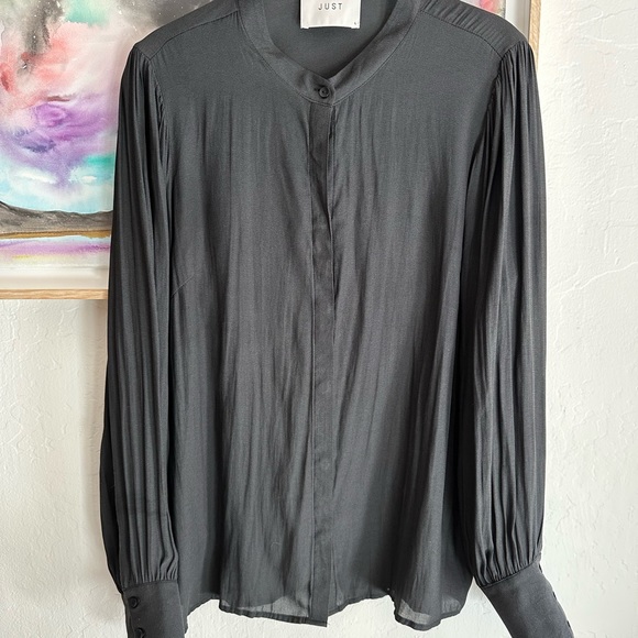 Drapey Black button down from JUST FEMALE - Picture 2 of 5